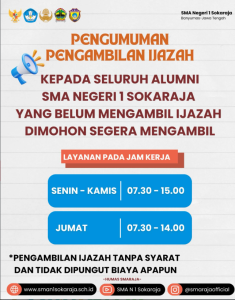 PENGUMUMAN PENGAMBILAN IJAZAH